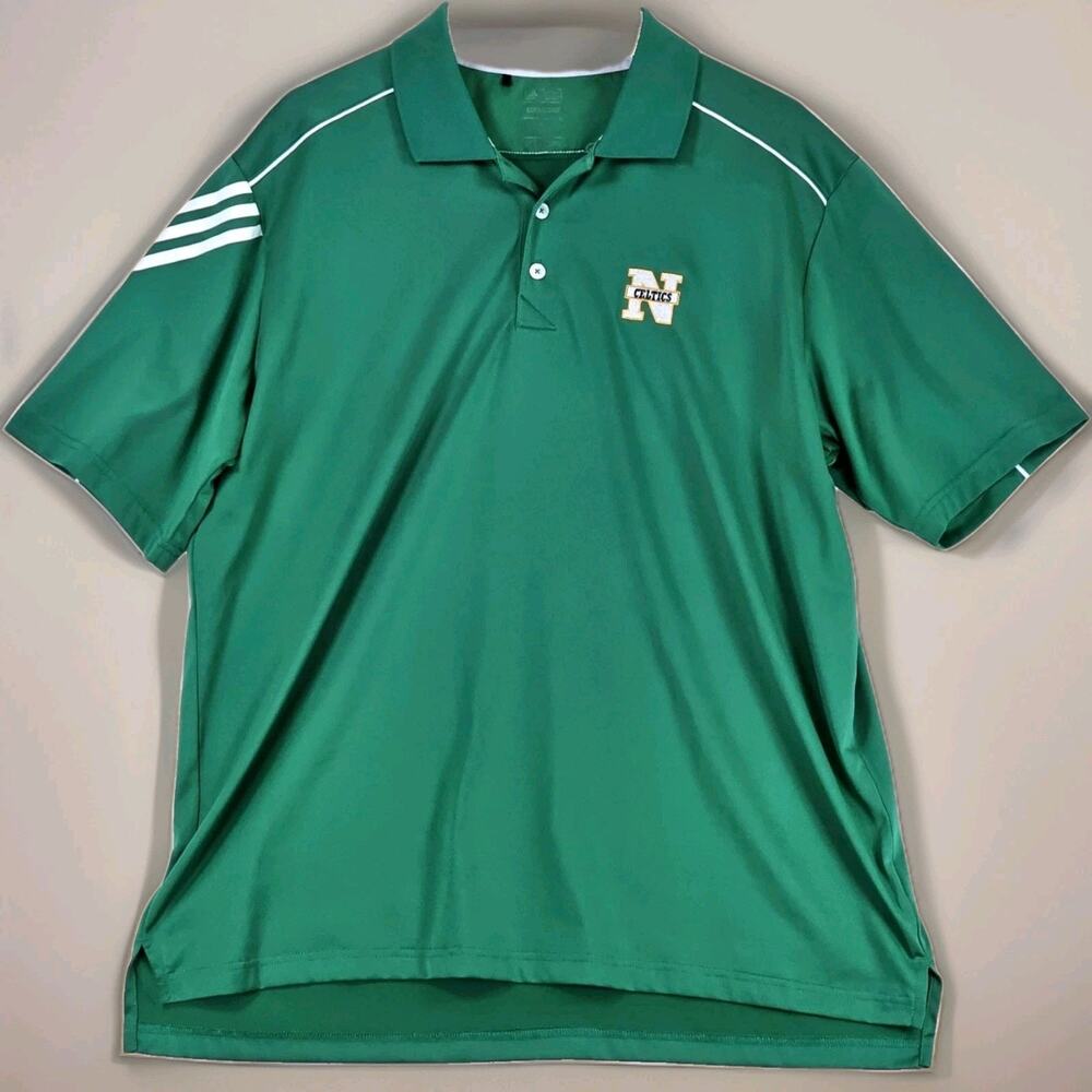 Boston Celtics Adidas ClimaCool Men's XL Polo Green White Shirt Short Sleeve